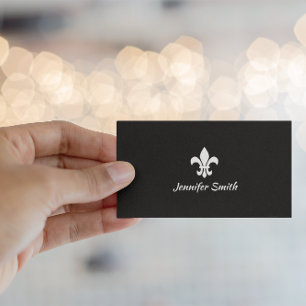 Svart och vit Fleur de Lis Visitkort