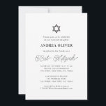 Svart och vit flicka, Bat mitzvah med grått skript Inbjudningar<br><div class="desc">Fira Pub Mitzvah med denna moderna inbjudan till elegant,  som innehåller er anpassningsbar. Lägg enkelt till dina egna uppgifter genom att klicka på alternativet "anpassa".</div>