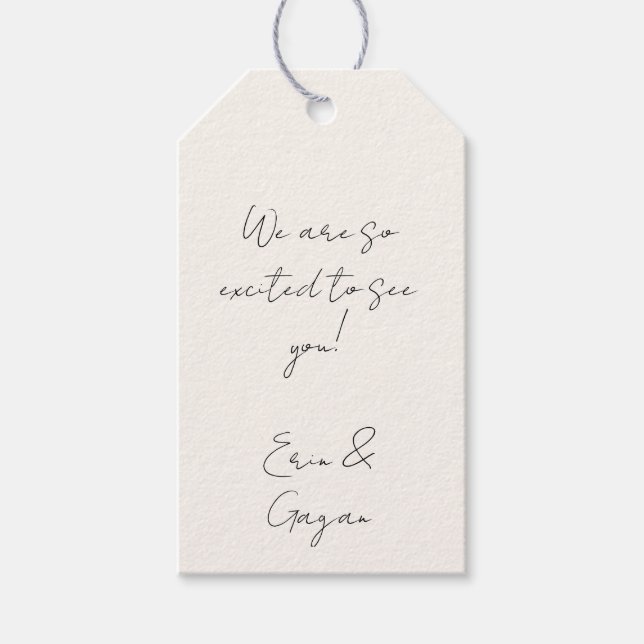 Svart och vit för välkomstpåsar presentetikett (Framsidan)