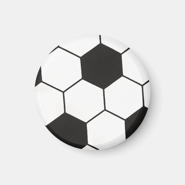 Svart och vit fotboll geometrisk mönster  magnet (Framsidan)