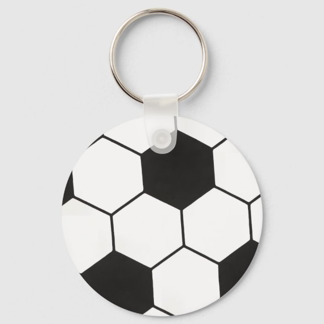 Svart Och Vit Fotboll Geometriskt Mönster  Nyckelring (Framsida)
