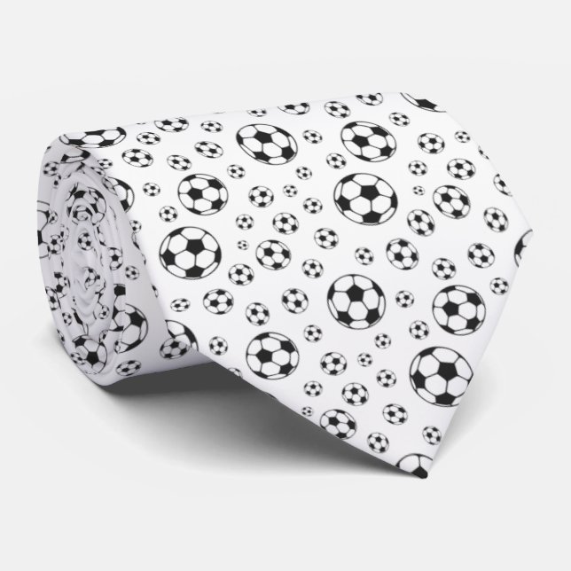 Svart och vit fotbollsmönster slips (Rullad)