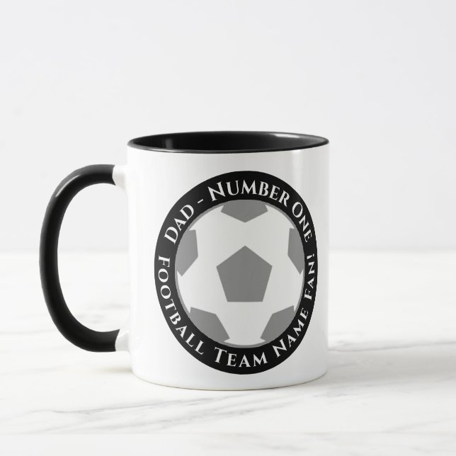 Svart och vit fotbollspappamugg mugg (Vänster)