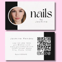 Svart och vit Foto Nails QR-kod Sociala Ikoner