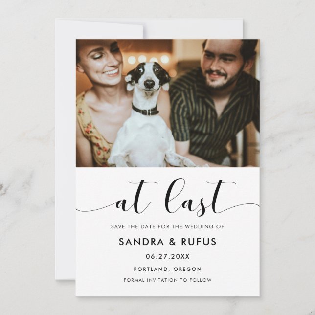 Svart och vit foto senast Elegant Spara Datumet (Framsida)