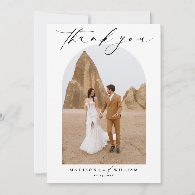 Svart och vit fototack för Elegant Bröllop Inbjudningar (Framsida)