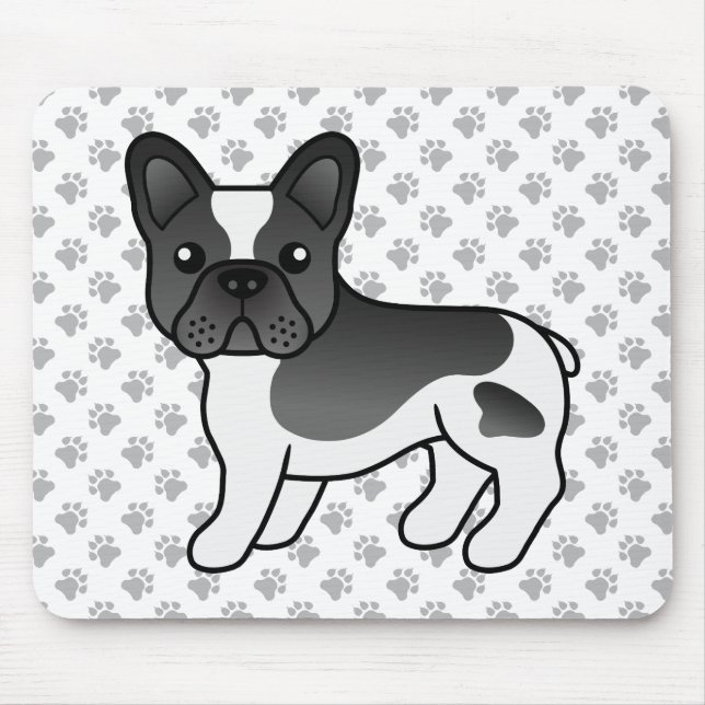 Svart och vit Fransk Bulldog Cute Tecknad hund Musmatta (Framsidan)