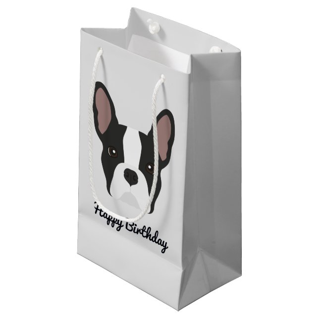 Svart och vit Fransk Bulldog Small Gift Bag (Framsidan Vinklad)