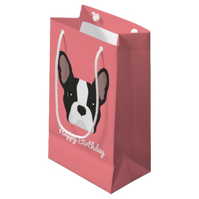 Svart och vit Fransk Bulldog Small Gift Bag (Framsidan Vinklad)