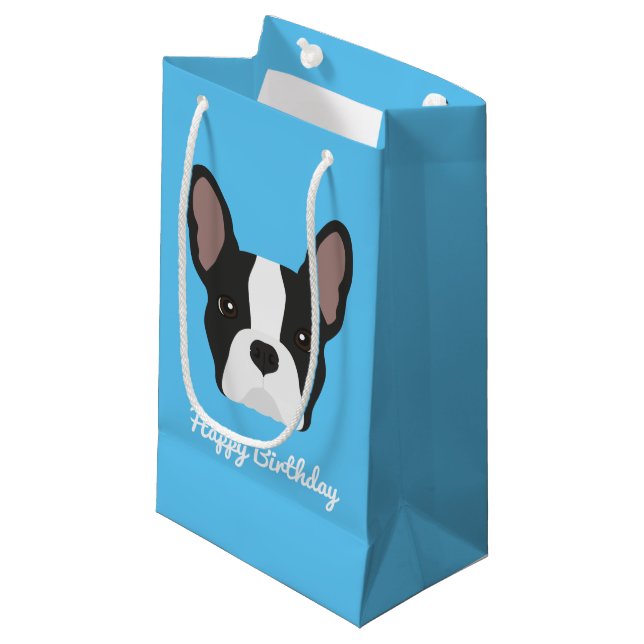 Svart och vit Fransk Bulldog Small Gift Bag (Framsidan Vinklad)
