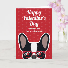 Svart och Vit Fransk Bulldog Valentines Day Kort