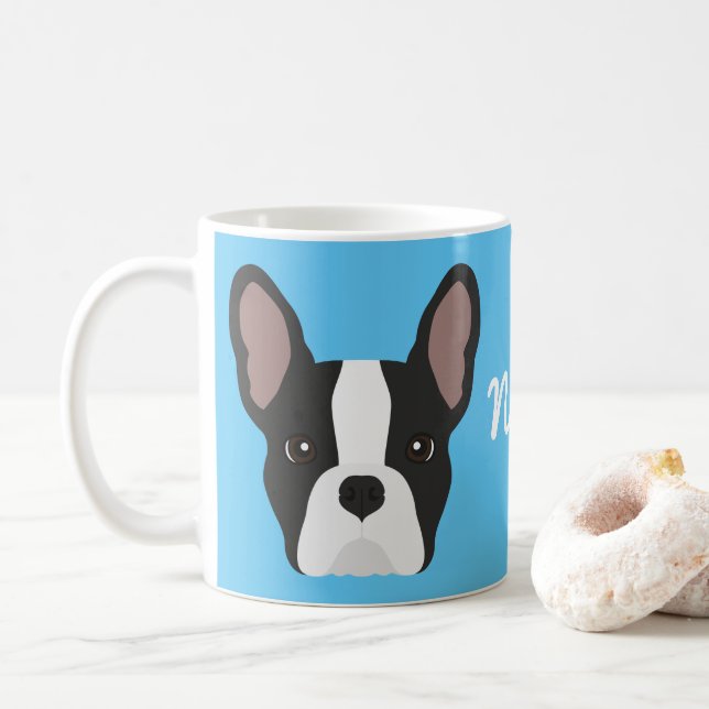 Svart och vit fransk bulldogg kaffemugg (Med munk)