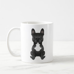 Svart och vit fransk bulldogg söt seriehund kaffemugg