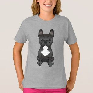 Svart och vit fransk bulldogg söt seriehund t shirt