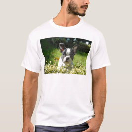 Svart och vit fransk bulldoggvalp t shirt