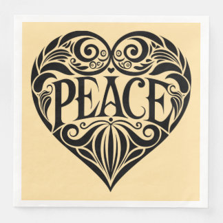 SVART OCH VIT FREDSHJÄRTA PAPPERSSERVETT