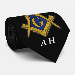 Svart och vit frimurarmonogram slips