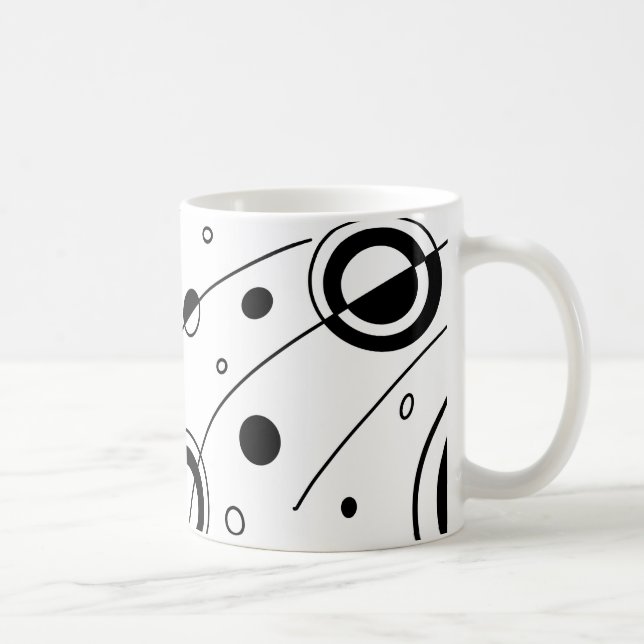 Svart och vit Geometric Abstrakt Art Kaffemugg (Höger)