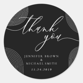 Svart och vit Geometric Line Branding Tack Runt Klistermärke