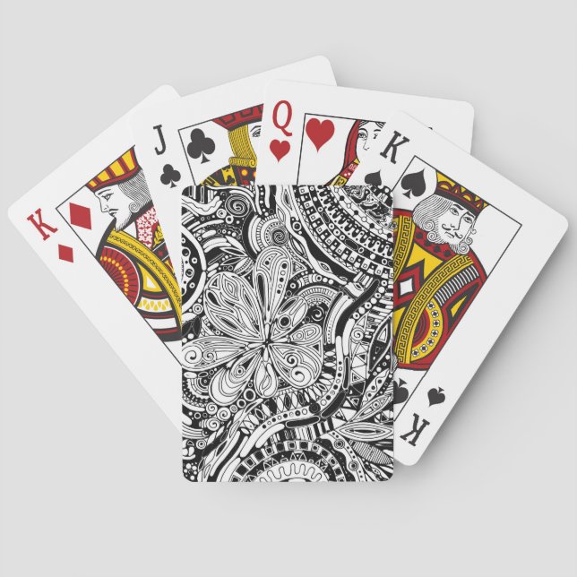 Svart och vit geometrisk artikel 15 casinokort (Baksidan)