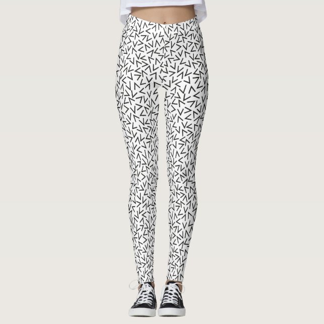 Svart och vit geometrisk design leggings (Framsida)