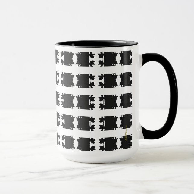 Svart och vit geometrisk design mugg (Höger)