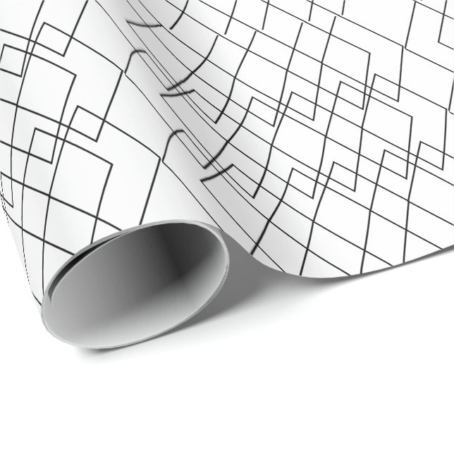 Svart och vit geometrisk diamant presentpapper (Rullad Hörn)