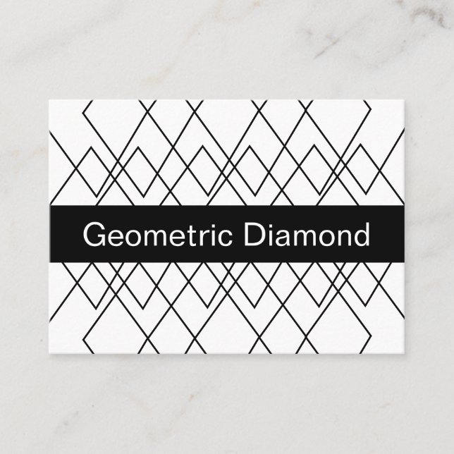 Svart och vit geometrisk diamant visitkort (Framsida)