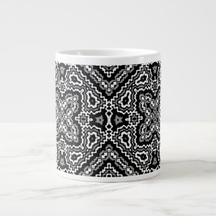 svart och vit geometrisk etnisk mönsterornament jumbo mugg