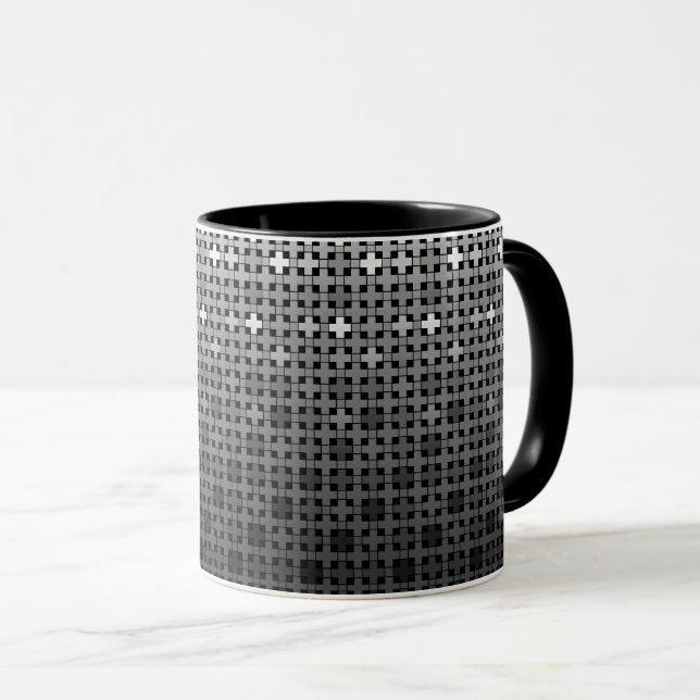 Svart och vit geometrisk gradientmönster  mugg (Framsida höger)