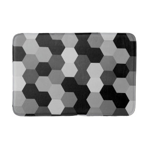 Svart och vit geometrisk hexagons skuggor badrumsmatta