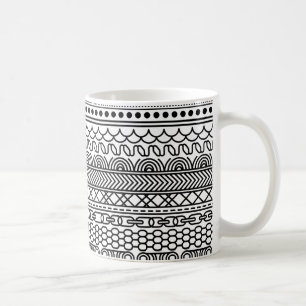 Svart och vit geometrisk kantmönsterprov kaffemugg