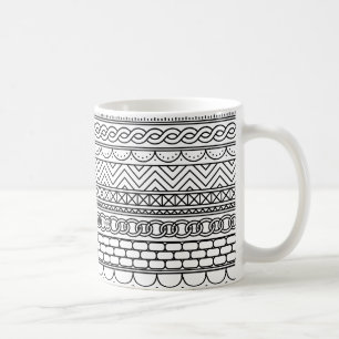 Svart och vit geometrisk kantmönsterprov kaffemugg