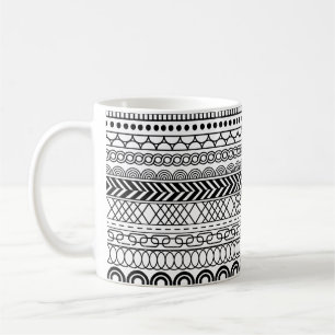 Svart och vit geometrisk kantmönsterprov kaffemugg