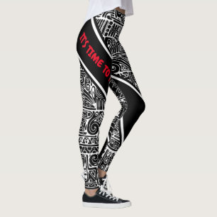 Svart och vit geometrisk konst 2 leggings
