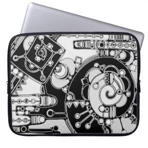 Svart och vit geometrisk konst 4 laptop fodral
