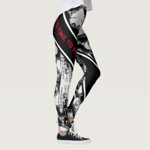 Svart och vit geometrisk konst 4 leggings
