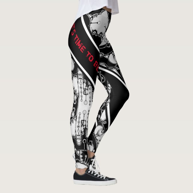 Svart och vit geometrisk konst 4 leggings (Höger)