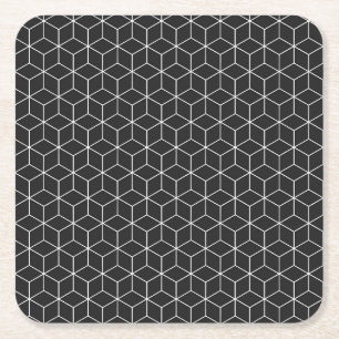 Svart och vit geometrisk kubmönster underlägg papper kvadrat