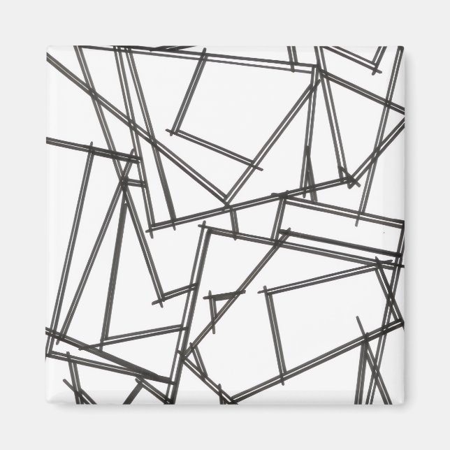 Svart Och Vit Geometrisk Magnet (Framsidan)