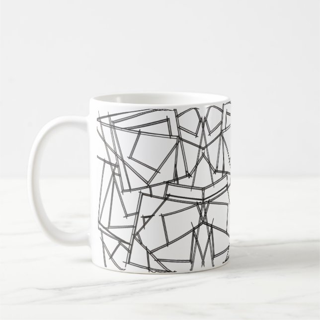 Svart Och Vit Geometrisk-Modern Minimalistisk Kaffemugg (Vänster)