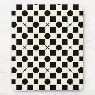 Svart och Vit Geometrisk Modern Minimalistisk Kont Musmatta