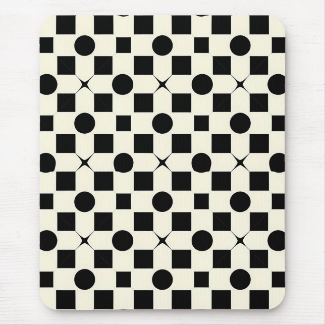 Svart och Vit Geometrisk Modern Minimalistisk Kont Musmatta (Framsidan)