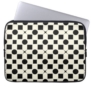 Svart och Vit Geometrisk Modern Minimalistisk Laptop Fodral