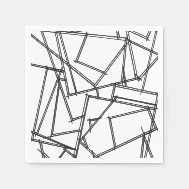 Svart Och Vit Geometrisk-Modern Minimalistisk Pappersservett (Framsidan)