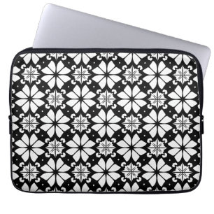 Svart och vit geometrisk mönster laptop fodral