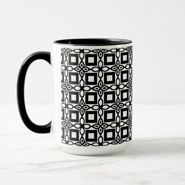 Svart och vit geometrisk mönster Latte-mugg Mugg (Vänster)