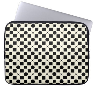Svart och vit geometrisk mönster med cirklar laptop fodral