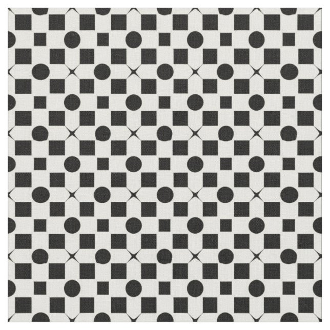 Svart och vit geometrisk mönster med cirklar tyg (Närbild)