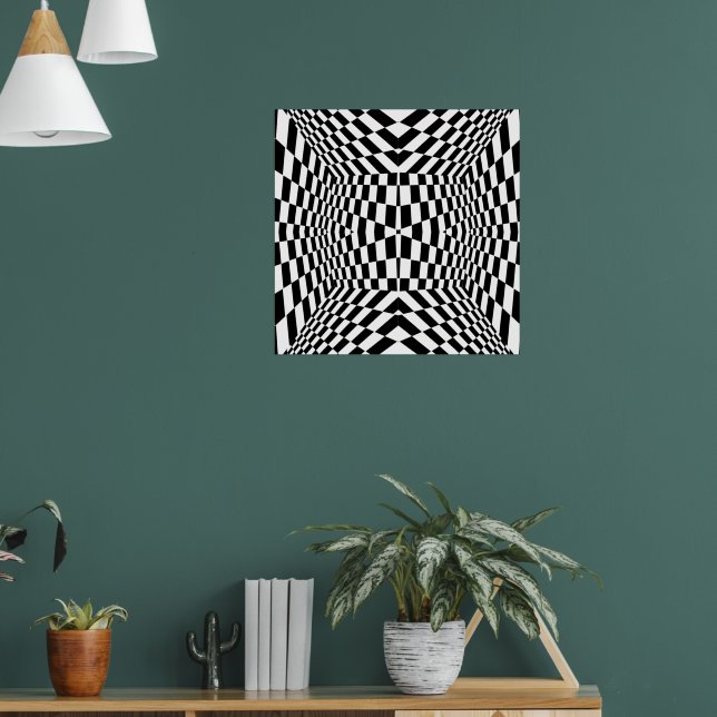Svart och vit geometrisk mönster poster (Vardagsrum 1)